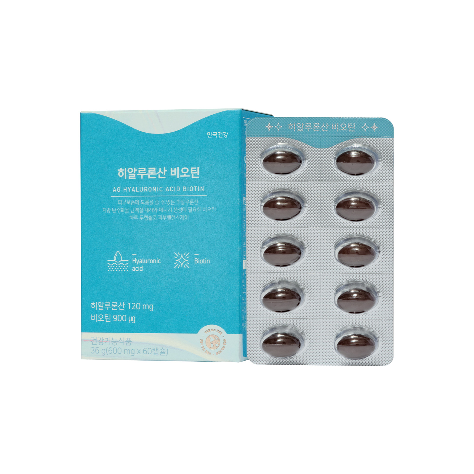 [안국건강] 히알루론산 비오틴 60캡슐 (1개월분)