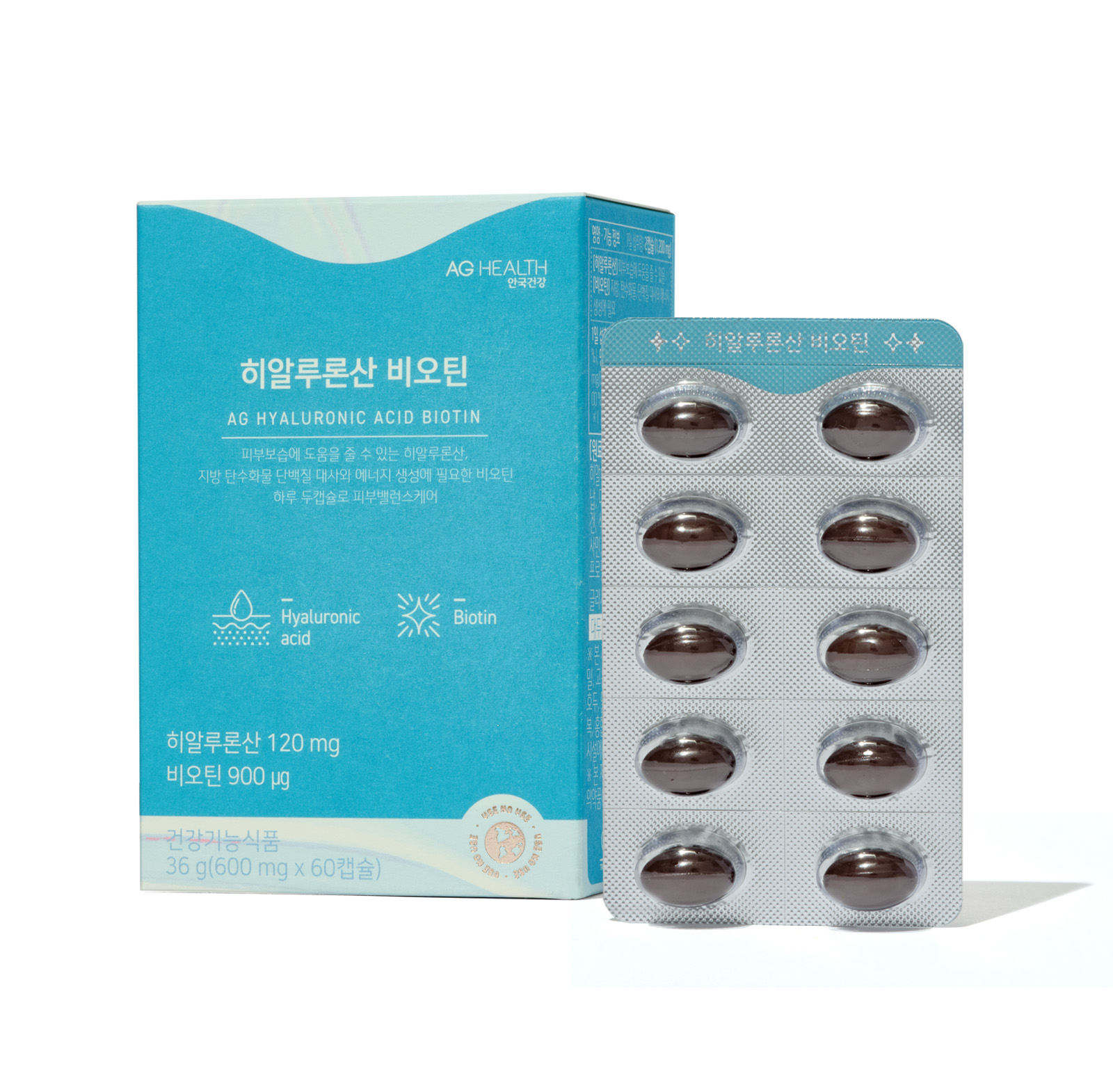 [안국건강] 히알루론산 비오틴 60캡슐 (1개월분)