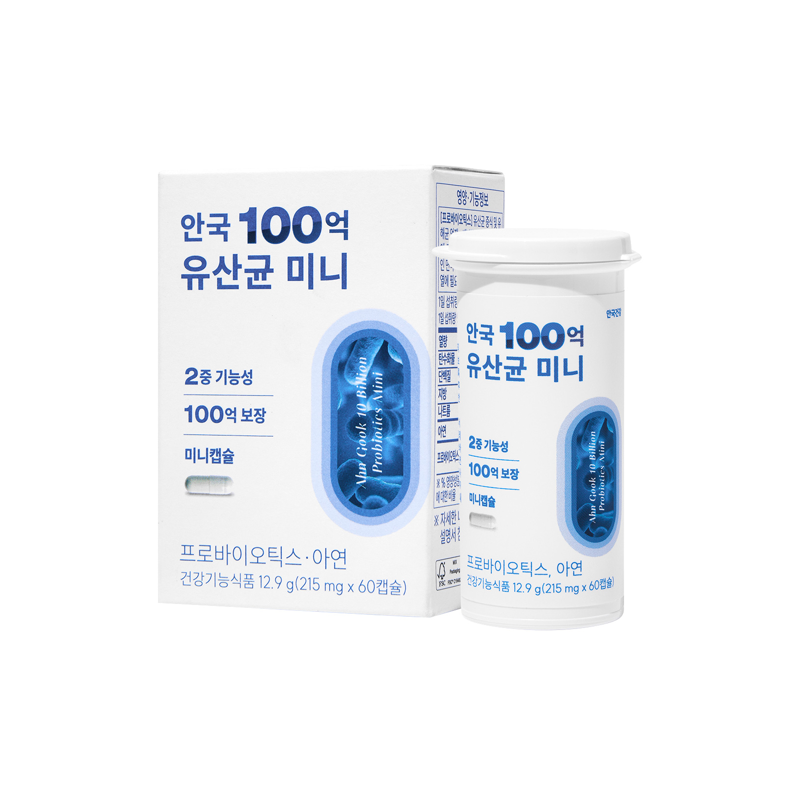 [안국건강] 안국 100억 유산균 미니 60캡슐 (2개월분)