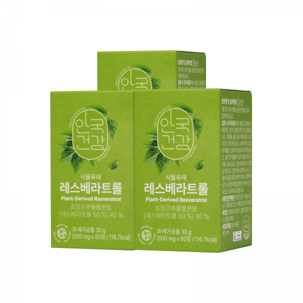 [안국건강] 식물유래 레스베라트롤 *호장근추출물 항산화 고순도 60정 3박스 (6개월분)